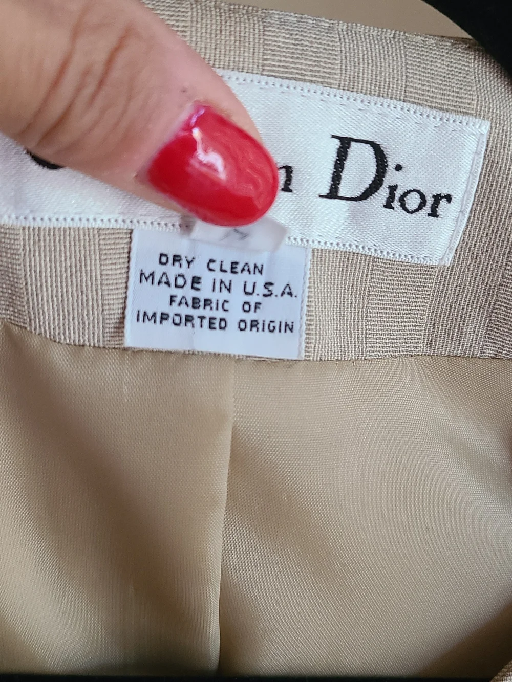 Dior Beige Pinstripe Coat with Gold Buttons